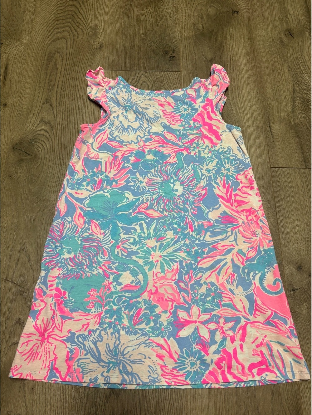 Lilly Pulitzer girls pink blue printed dress large 8-10